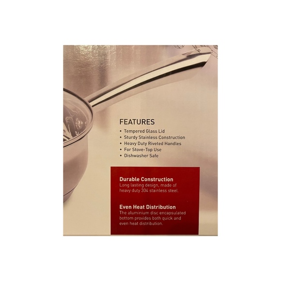 Parini 9.5-Inch 304 Stainless Steel Sauté Pan with Tempered Glass Lid-Ne… - Picture 2 of 6